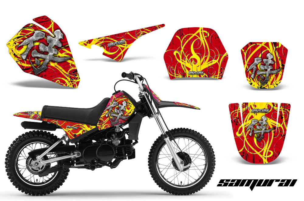 Yamaha PW80 Graphics Kit Samurai Yellow Red